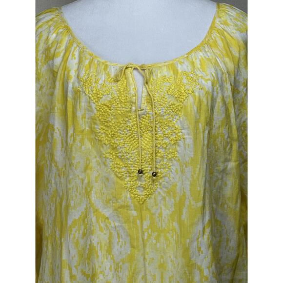 Lane Bryant Women’s Top 3/4 Sleeves Yellow Embroidered Elastic Waist Sz 18/20 - Picture 2 of 14